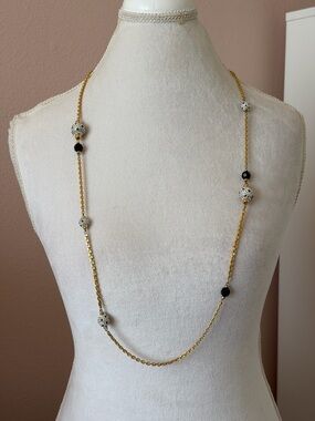 Swarovski 40" Gold-Tone Station Necklace - Black Onyx & Crystal Pave